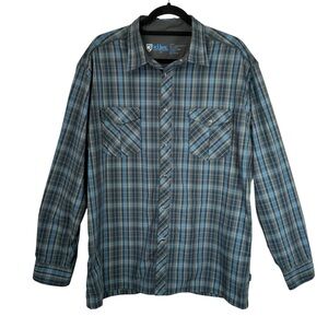KÜHL Blue Plaid Button Front Performance Shirt Outdoor Casual Men XL